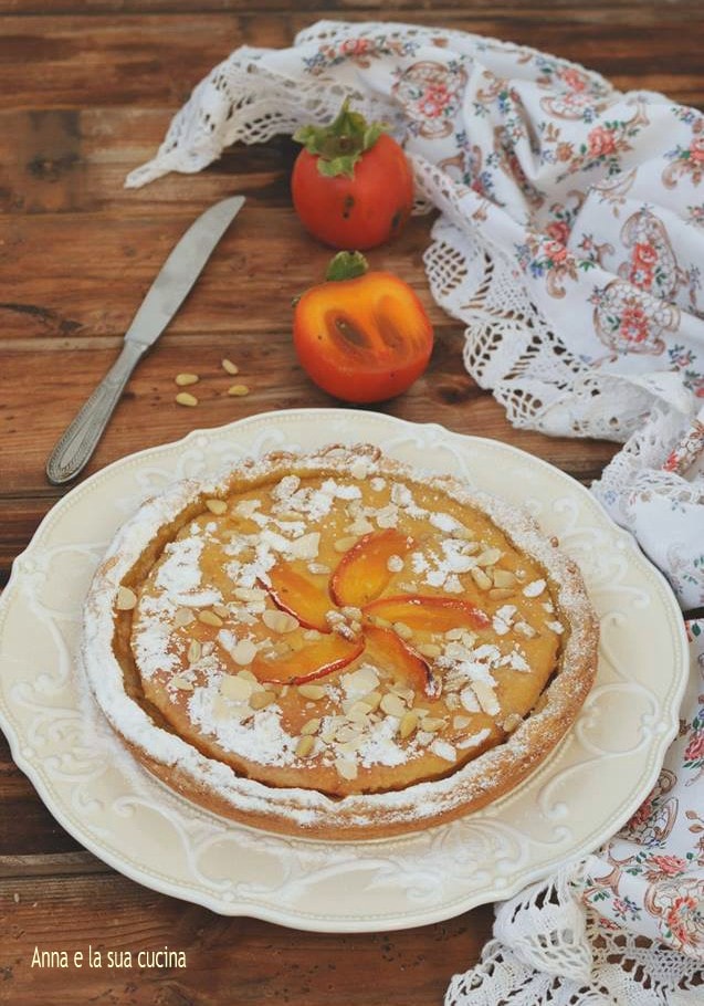 Tarte de grand-mère avec crème de kakis et chocolat