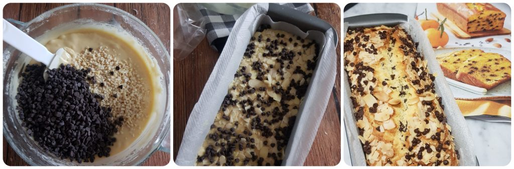 cake à l'orange avec chocolat et amandes