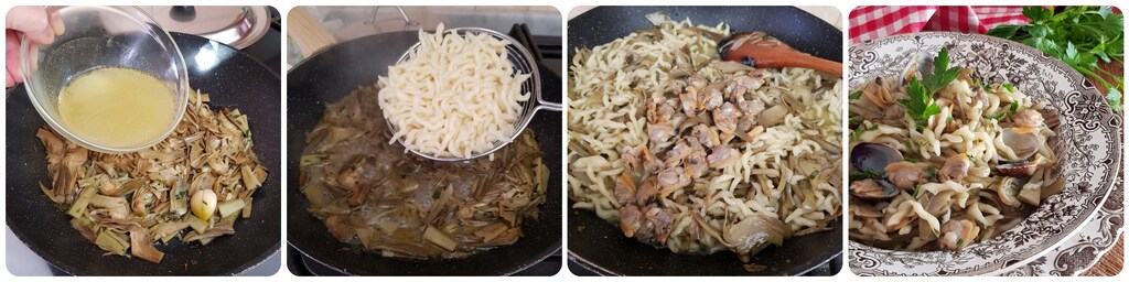 tofie avec palourdes et artichauts