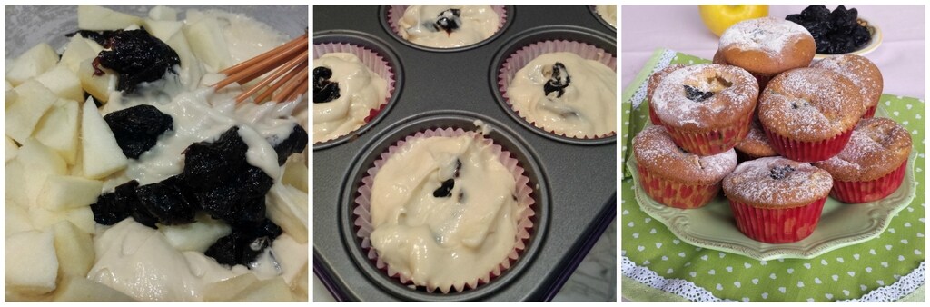 Muffins aux prunes et pommes