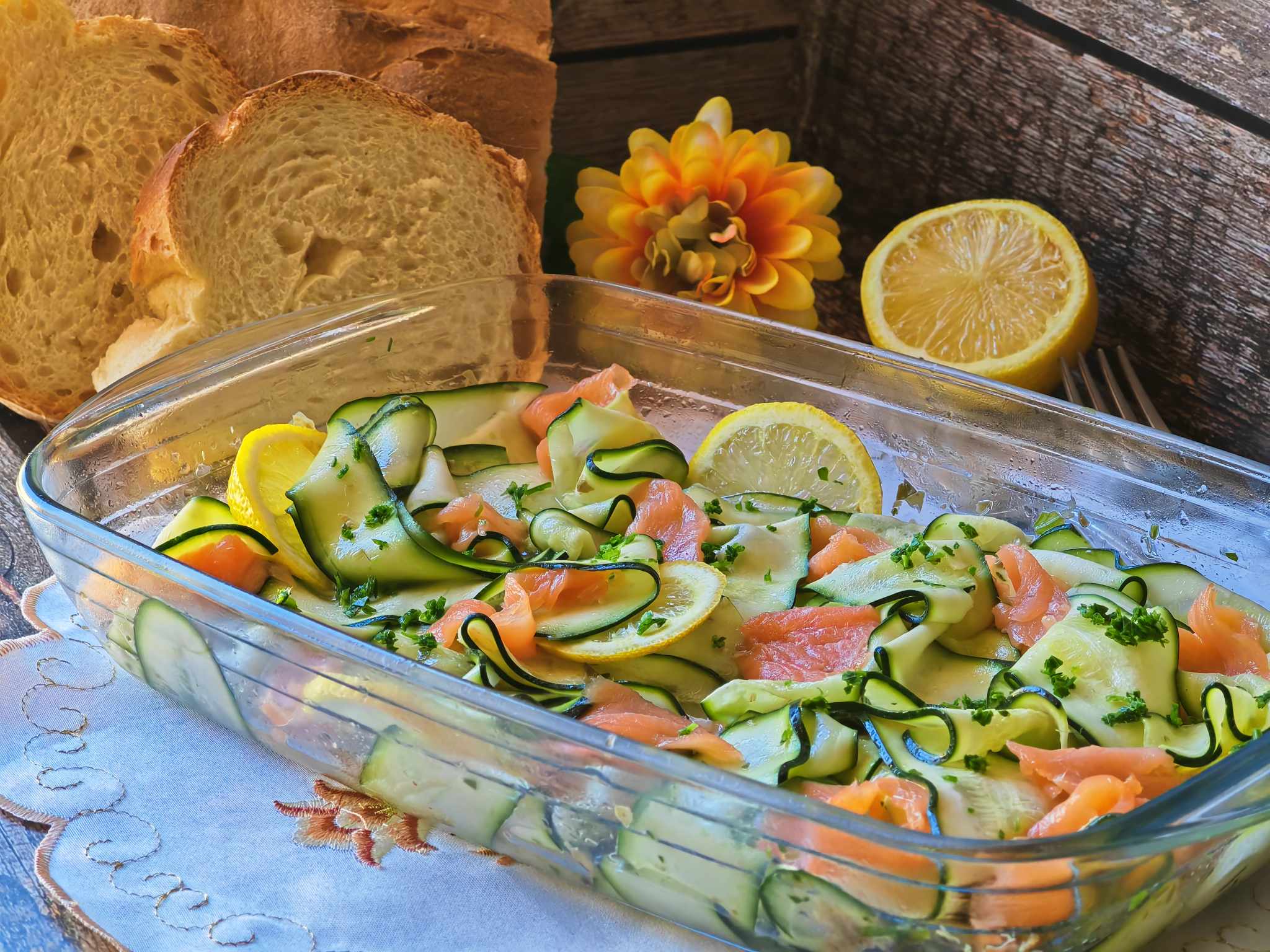 Salade de courgettes et saumon