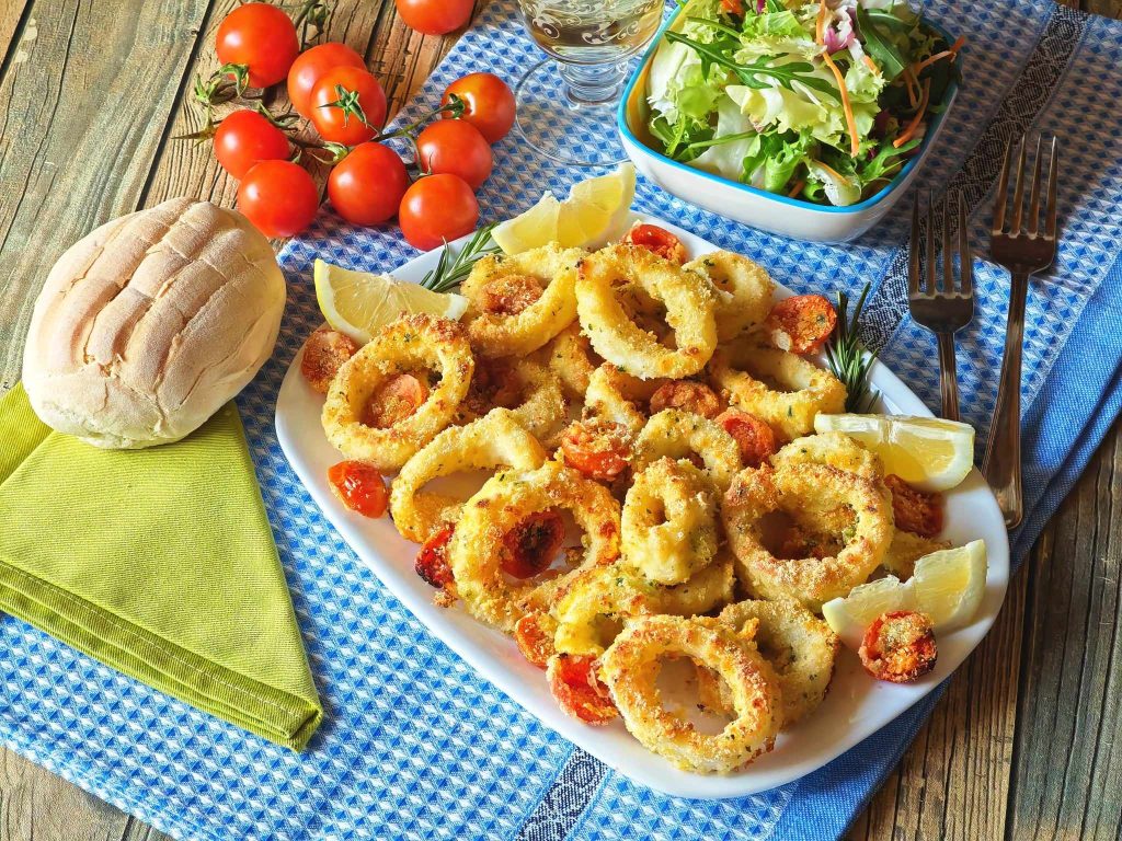 Anneaux de calmars gratinés