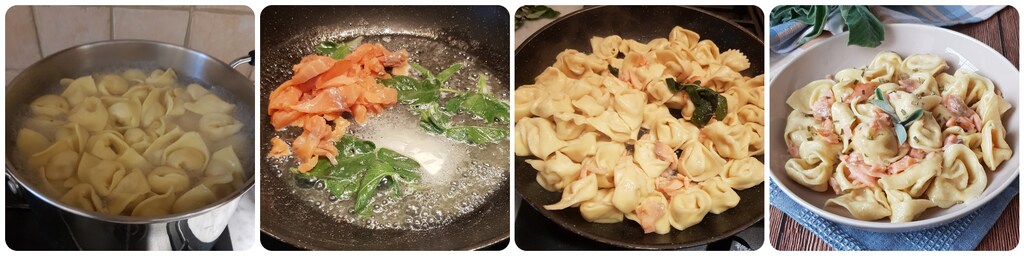 pâtes farcies ricotta et saumon au beurre et sauge