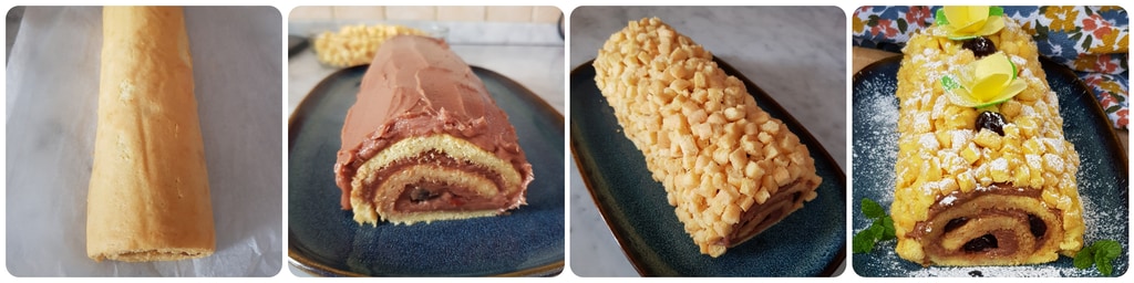 roulé mimosa avec crème et griottes