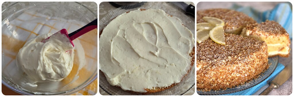 gâteau très moelleux garni de crème à la ricotta