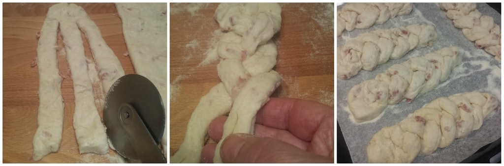 tresses salées avec saucisson et fromages