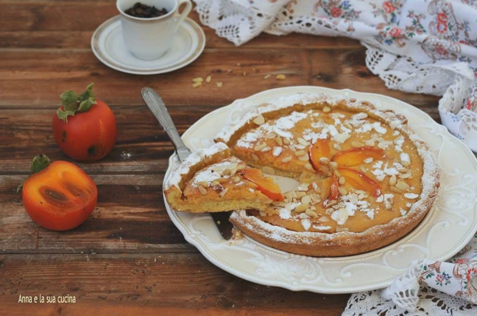 Tarte de grand-mère avec crème de kakis et chocolat