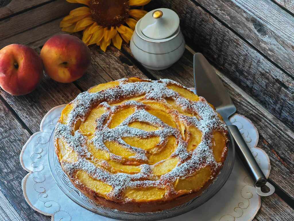 Gâteau moelleux aux pêches