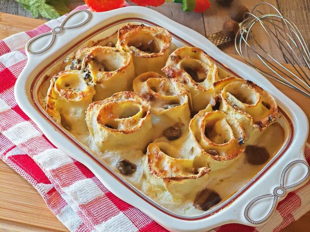 Rouleaux de lasagnes jambon et champignons