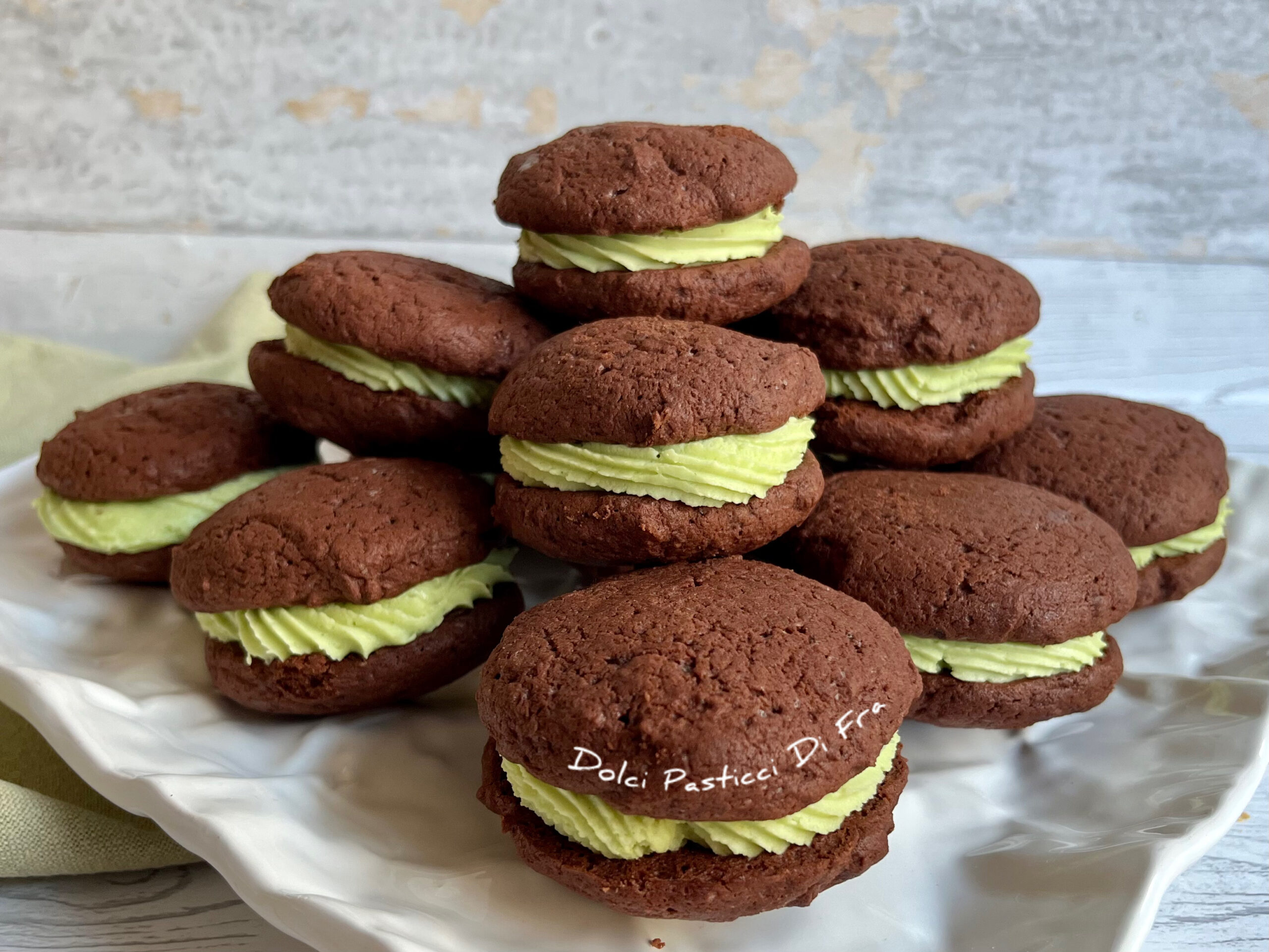 Whoopies au chocolat et pistache