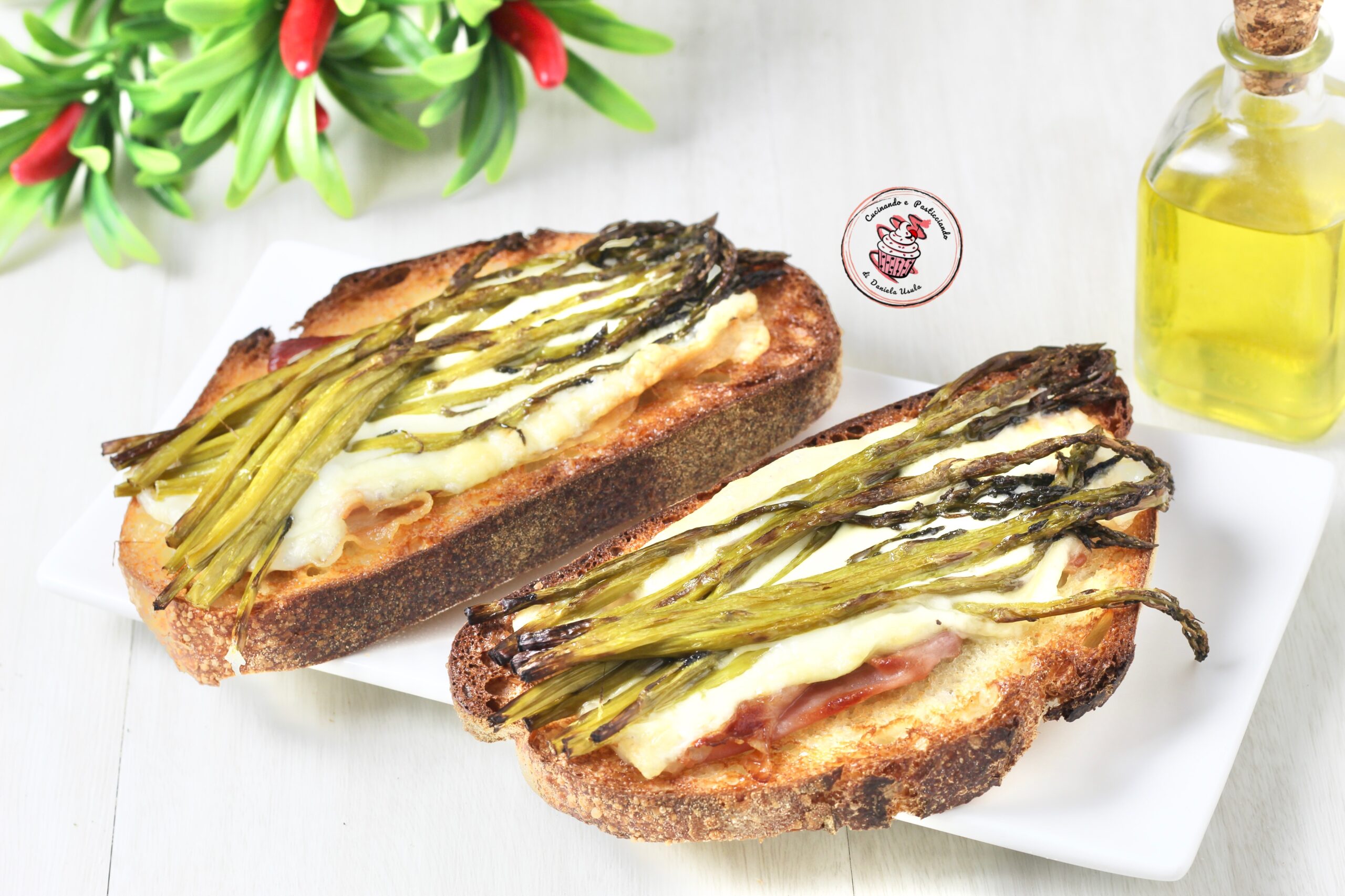 Bruschettas aux asperges et speck cuites dans une friteuse à air