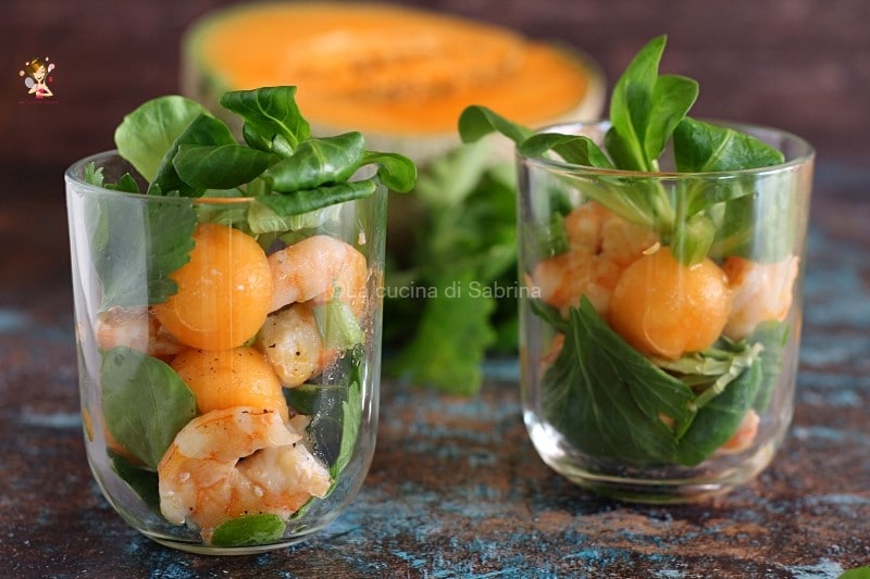 Salade de crevettes et melon