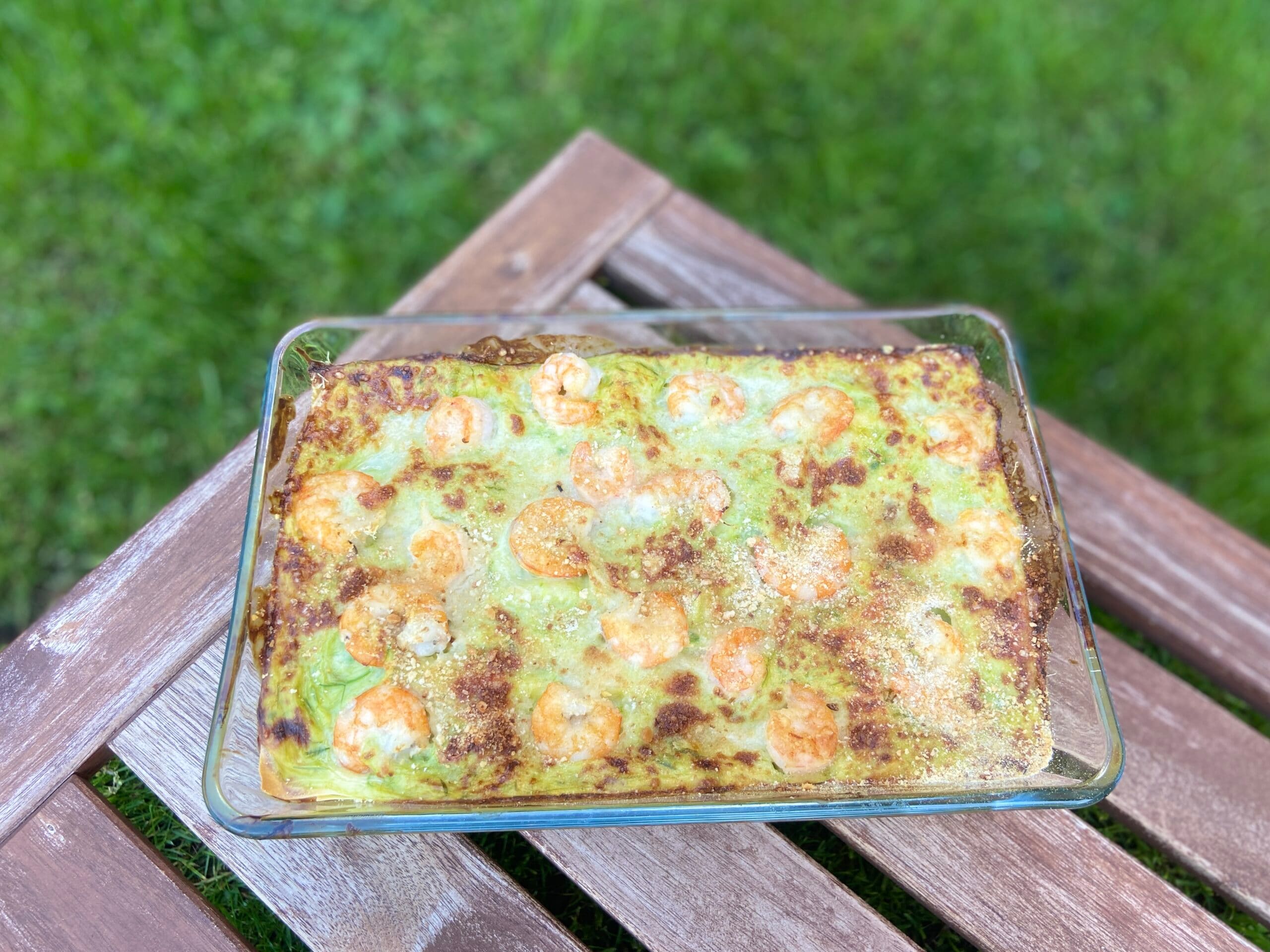 Lasagnes aux crevettes et asperges
