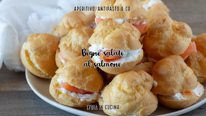 Choux salés au saumon, recette très facile sans cuisson pour apéritifs et entrées