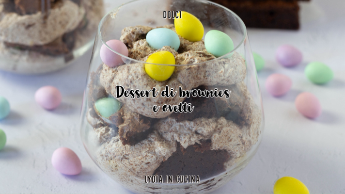 Dessert de brownies et œufs de Pâques