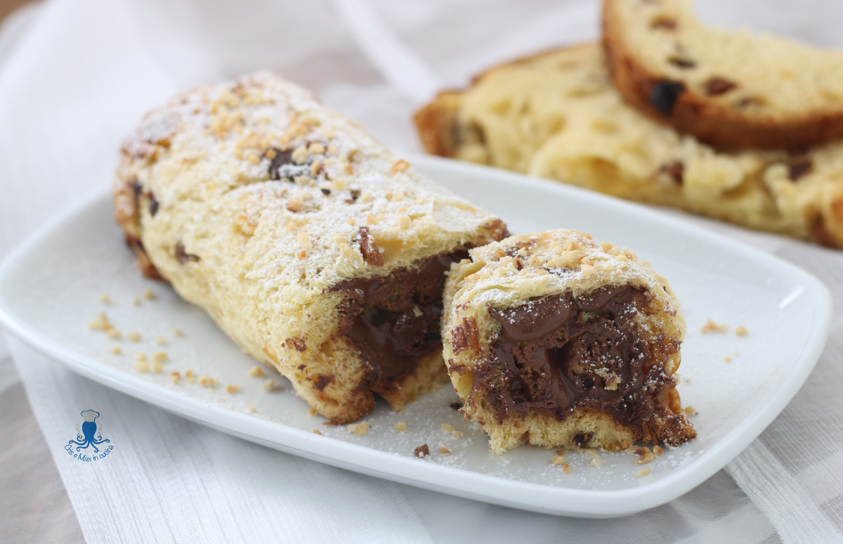 Bûche de panettone à la Nutella, recette prête en 10 minutes.