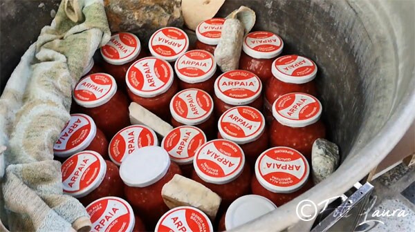 Bocaux de tomates dans la casserole