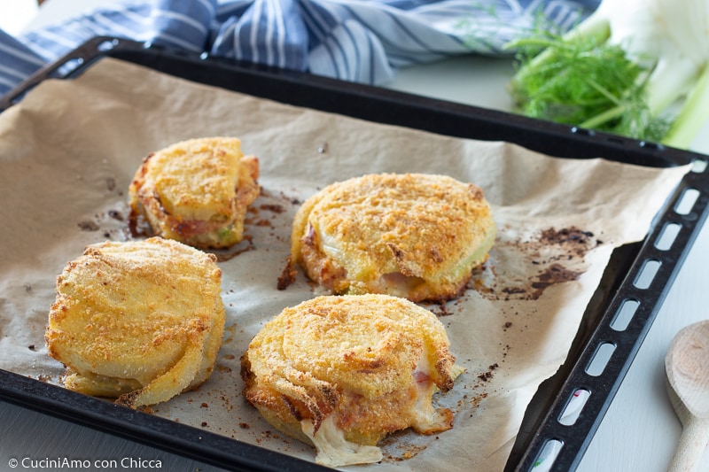 CÔTELETTES DE FENOUIL AU FROMAGE ET JAMBON