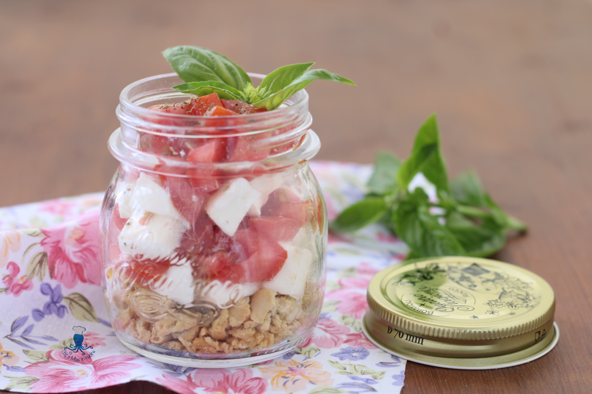 Caprese en bocal, recette facile et rapide.