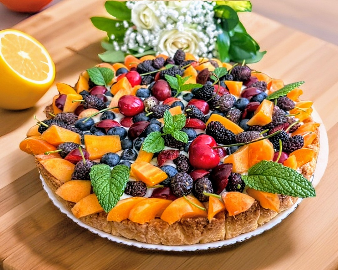 La tarte aux fruits avec pâte brisée allégée