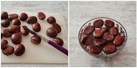 inciser les châtaignes et les faire tremper