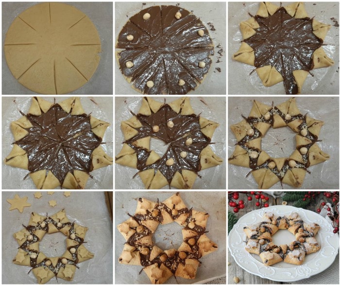Tarte étoile de Noël avec crème de noisettes