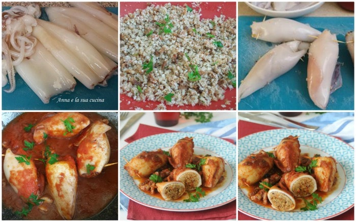 Calamars farcis à la sauce rouge