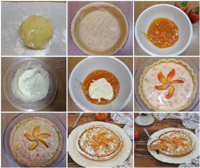 Tarte de grand-mère avec crème de kakis et chocolat