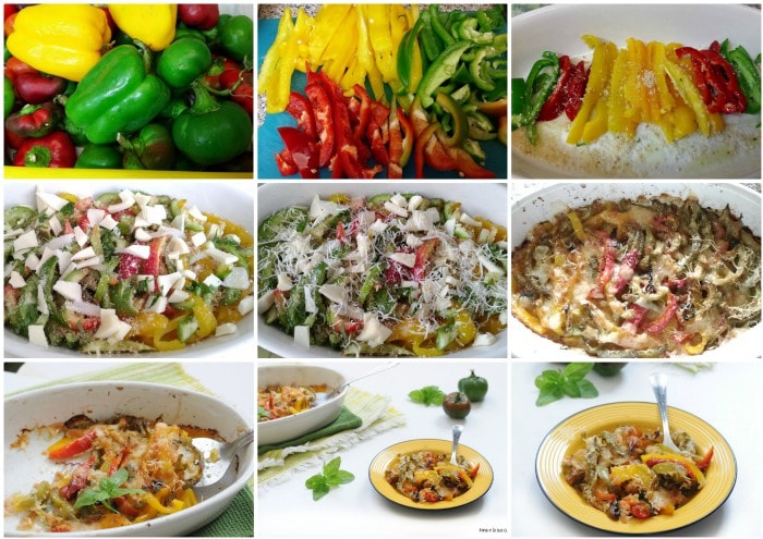 Poivrons variés gratinés au four