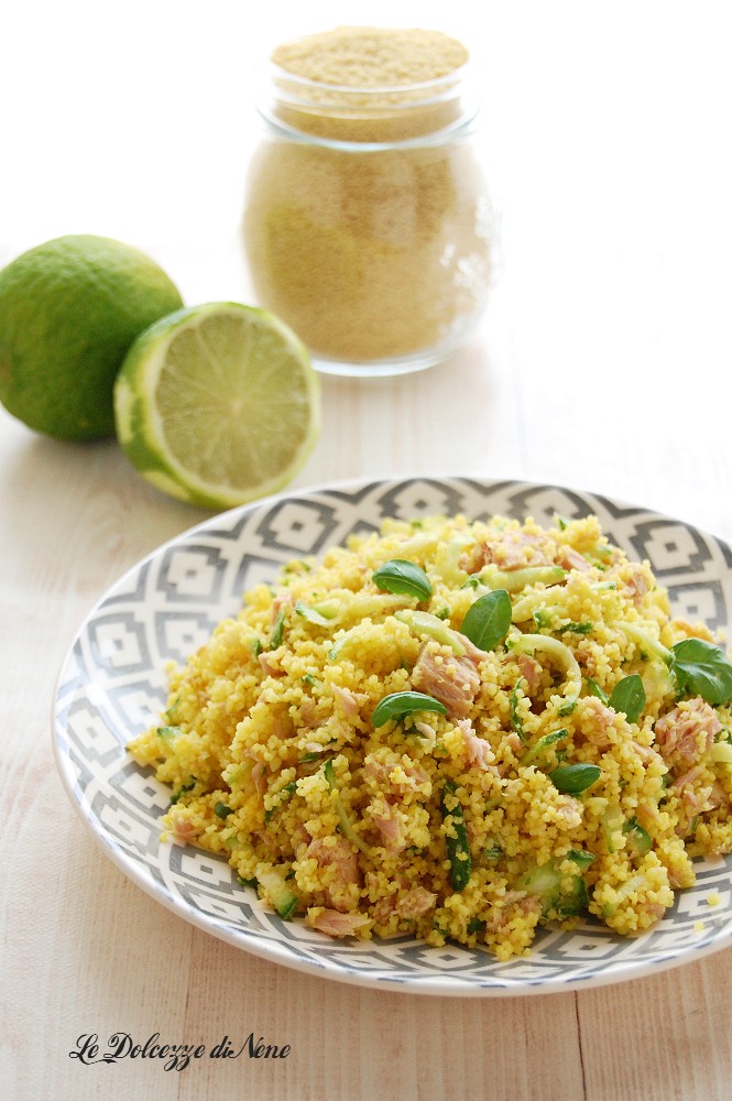 couscous à la curcuma avec thon et courgettes