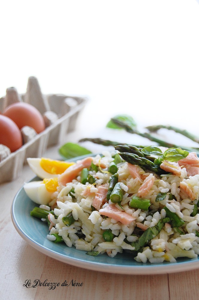 salade de riz avec saumon et asperges