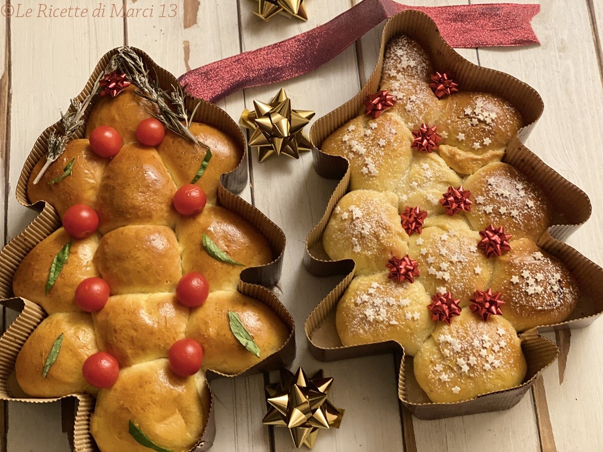 Danubio sapin de Noël sucré et salé avec une seule pâte. Recette étape par étape testée et infaillible