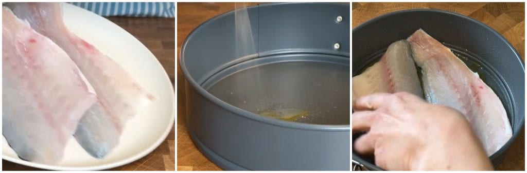 Filets de bar dans une friteuse à air