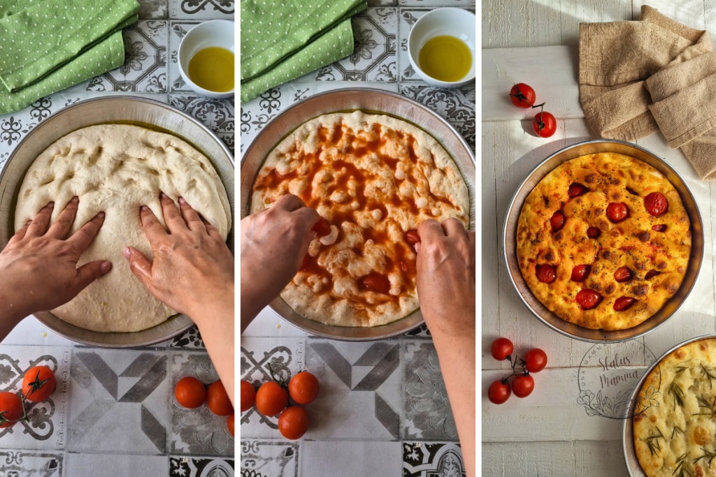 Focaccia Avec Pomme de Terre Crue Dans la Pâte Recette Moelleuse très facile à emporter pour un pique-nique ou pour un apéritif savoureux