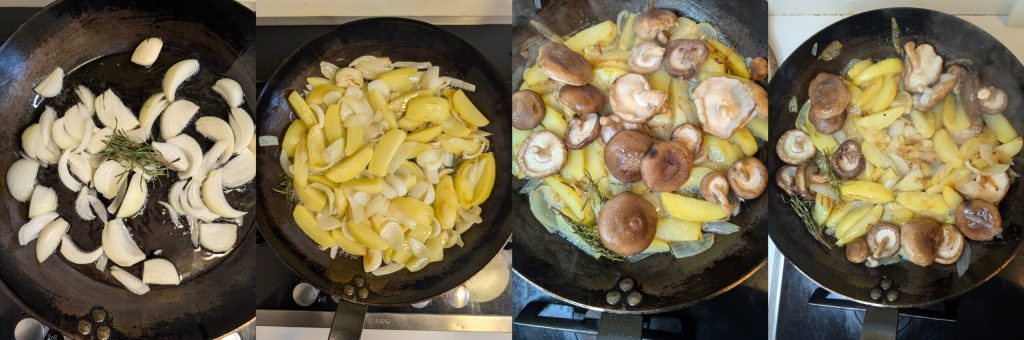 Champignons et Pommes de Terre à la Poêle : Recette Facile et Rapide avec oignon et romarin