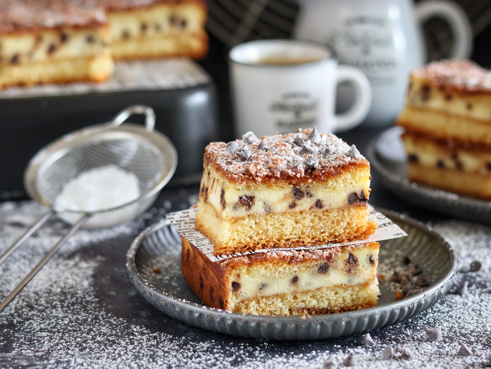 Gâteau versé avec crème de ricotta et chocolat
