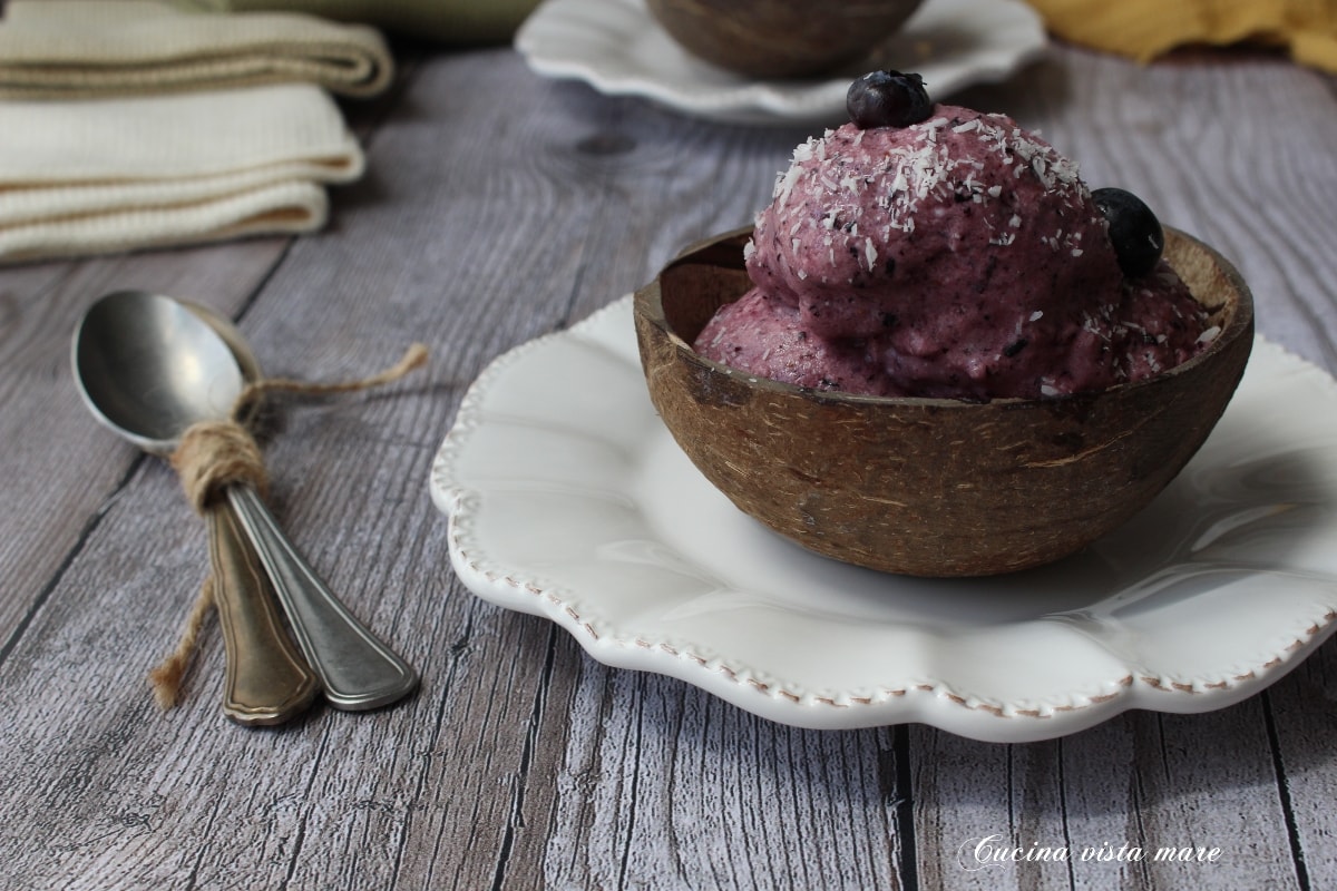 Glace astucieuse coco et myrtilles