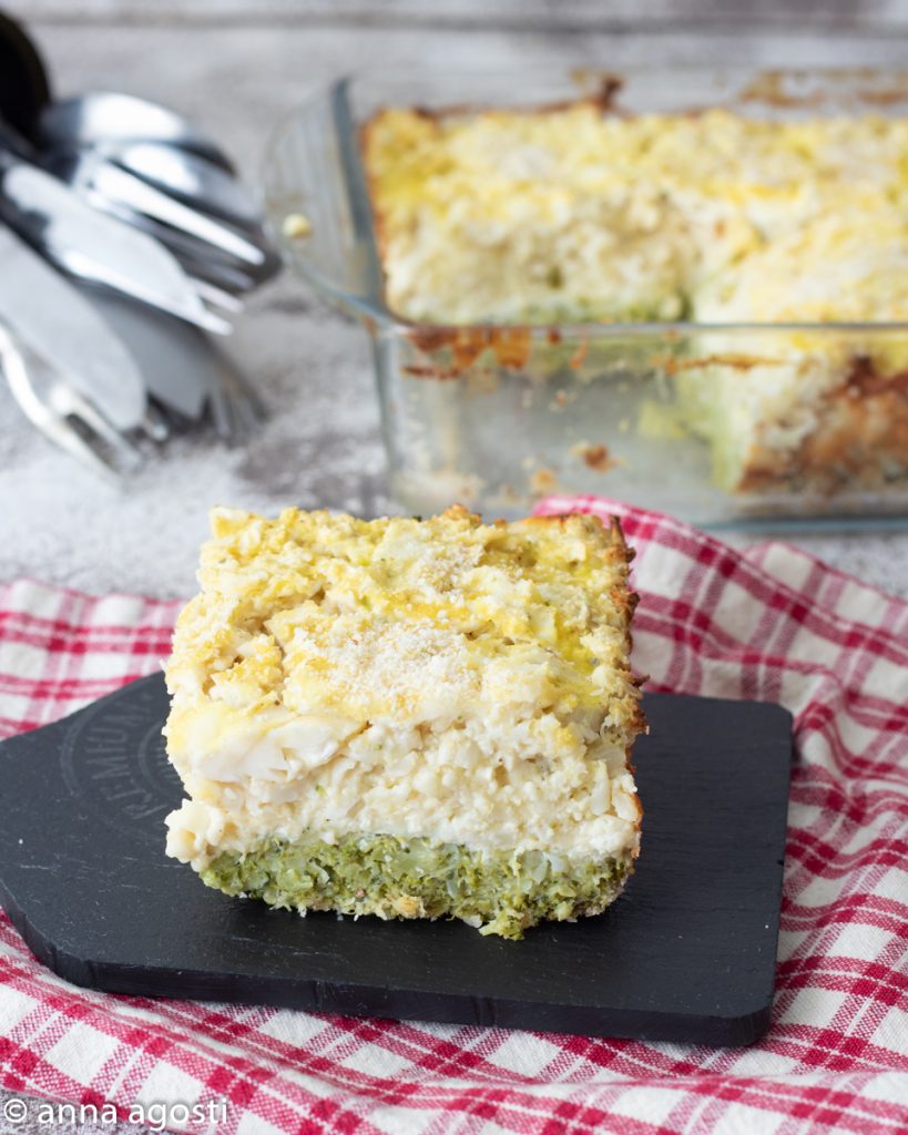 Gratin avec brocolis chou-fleur et ricotta