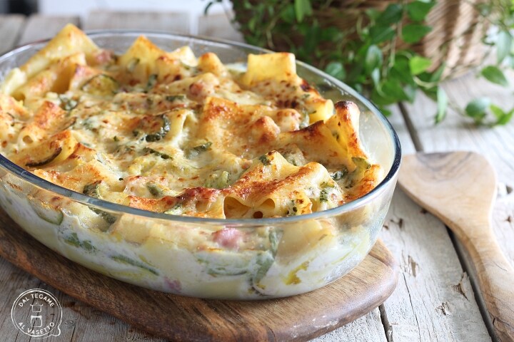 Gratin de pâtes blanches aux courgettes