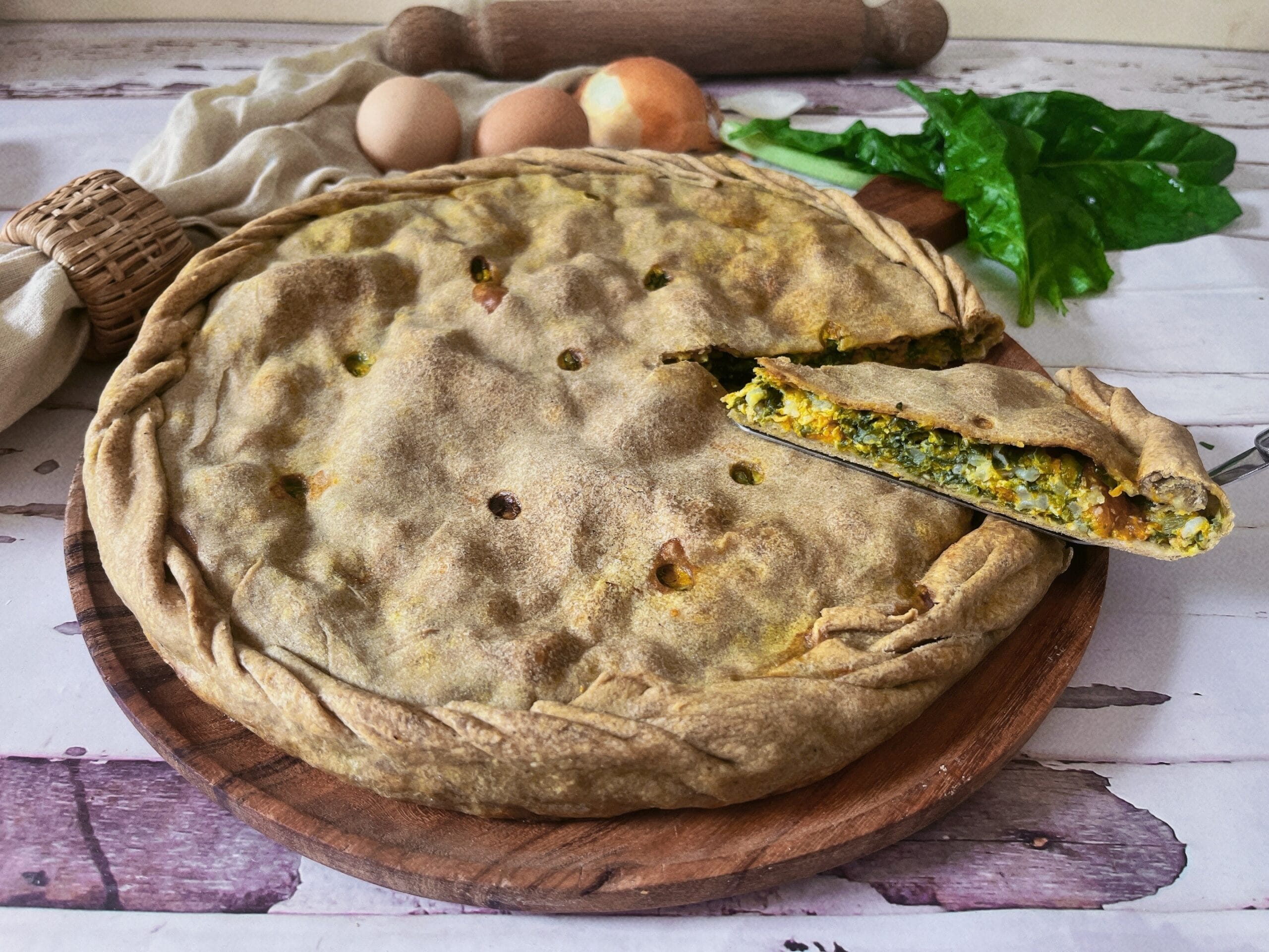 Tarte rustique à la citrouille et aux bettes