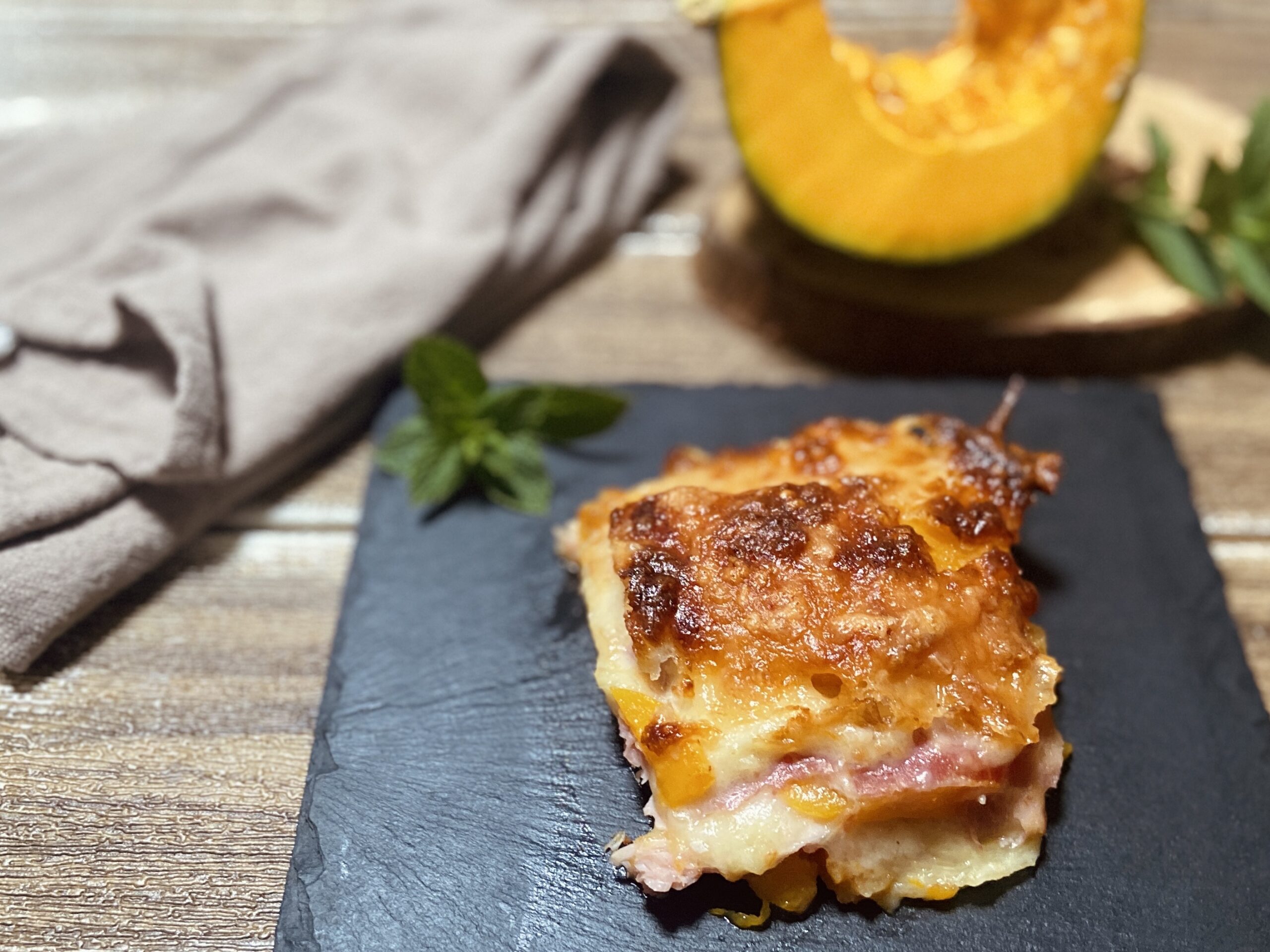 Gratin de potiron avec jambon