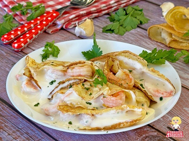 CRÊPES DE POISSON AVEC CREVETTES