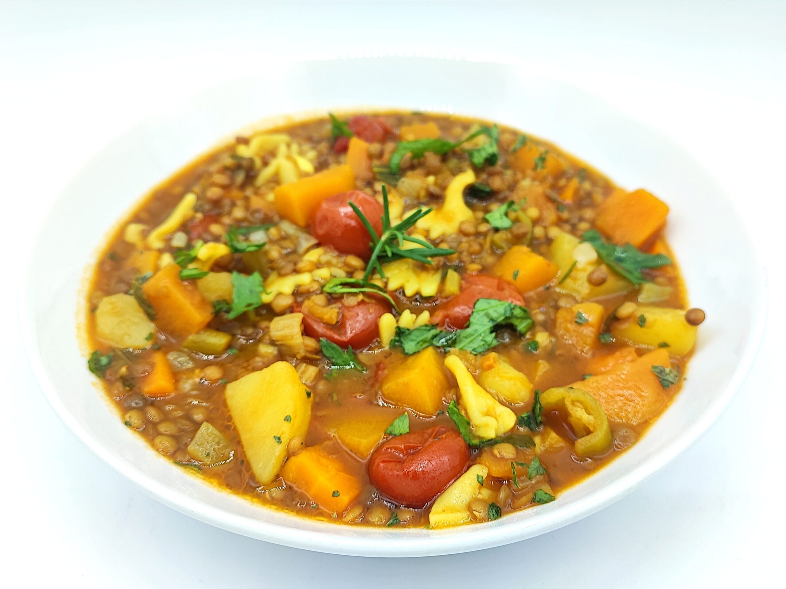 Soupe de lentilles et potiron