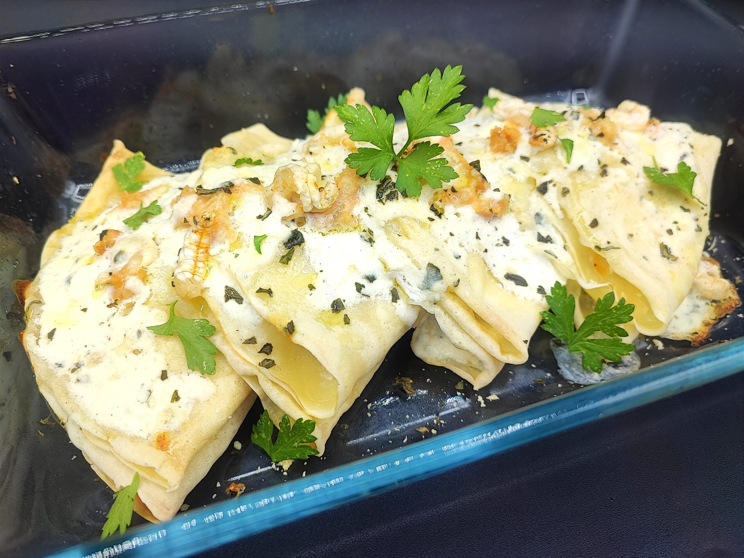 Crêpes saumon et crevettes