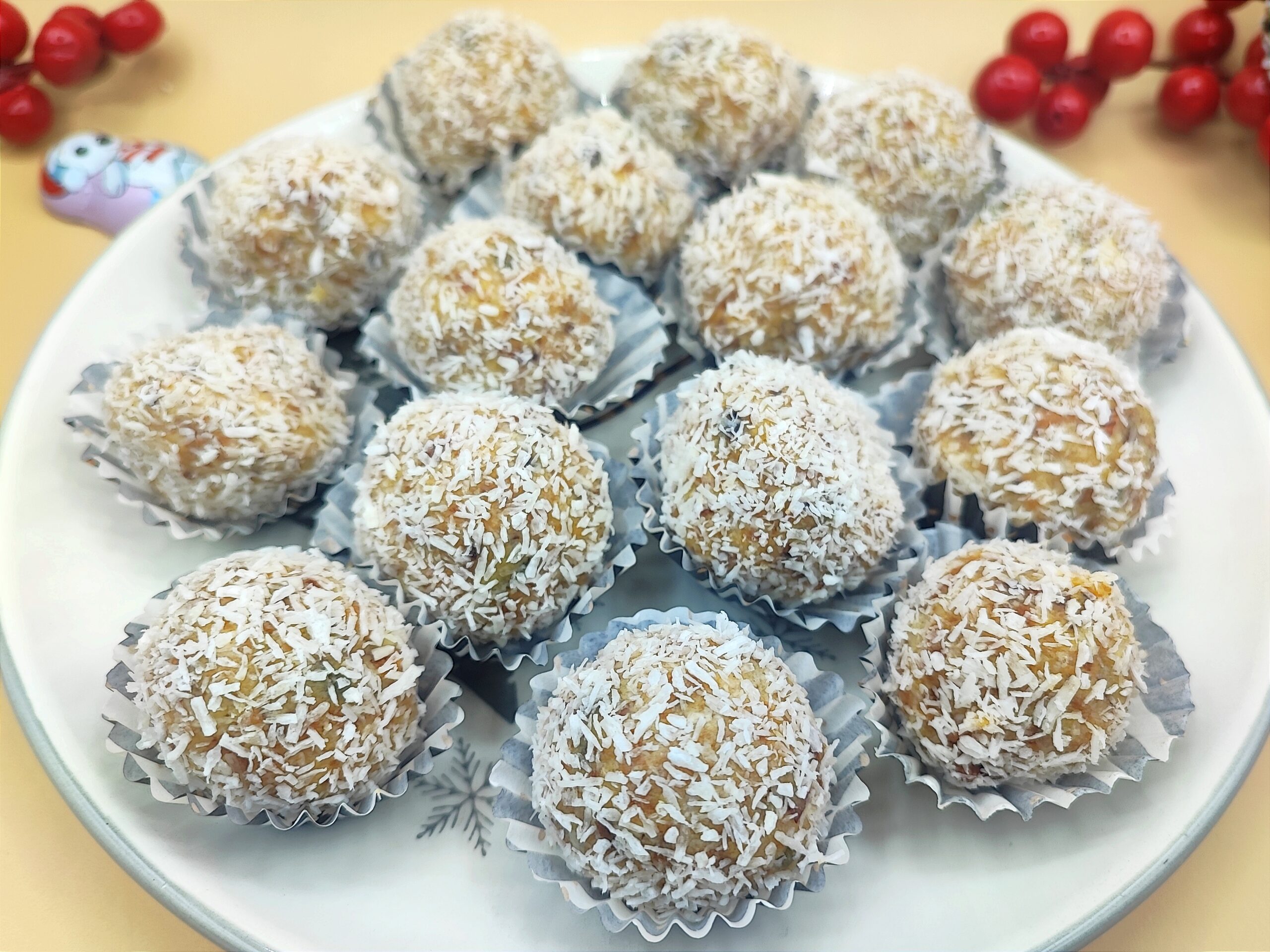 truffes de panettone à la ricotta et à la noix de coco