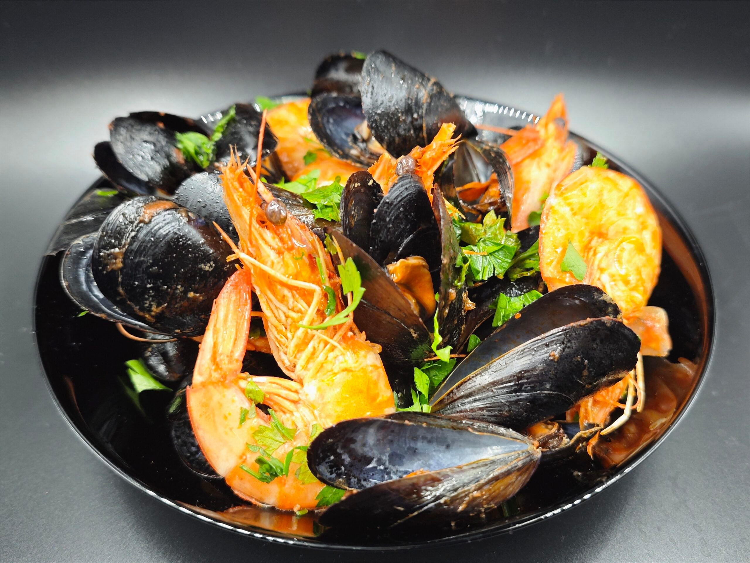 Soupe de moules et crevettes