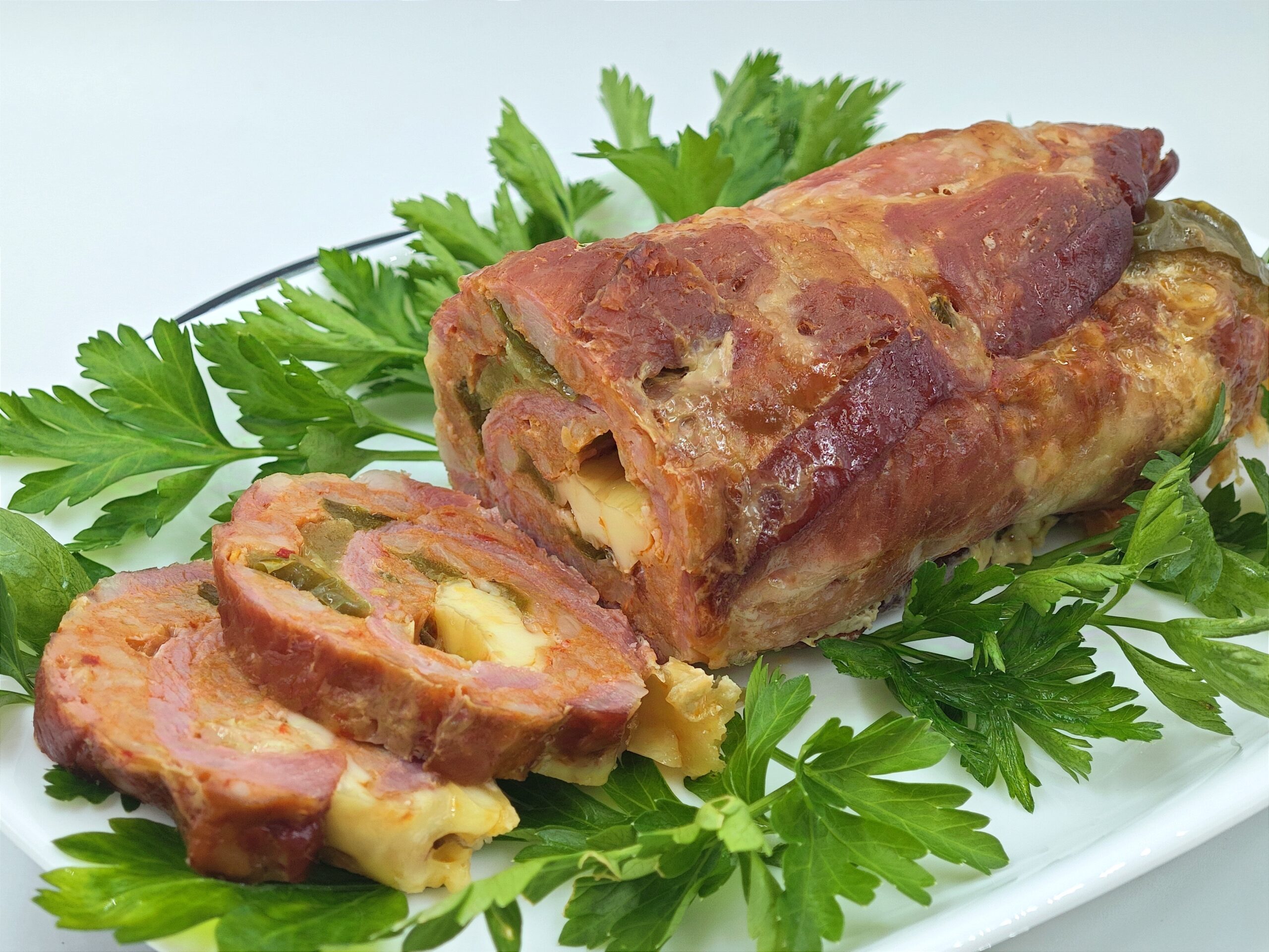 Roulade de porc avec saucisses et poivrons