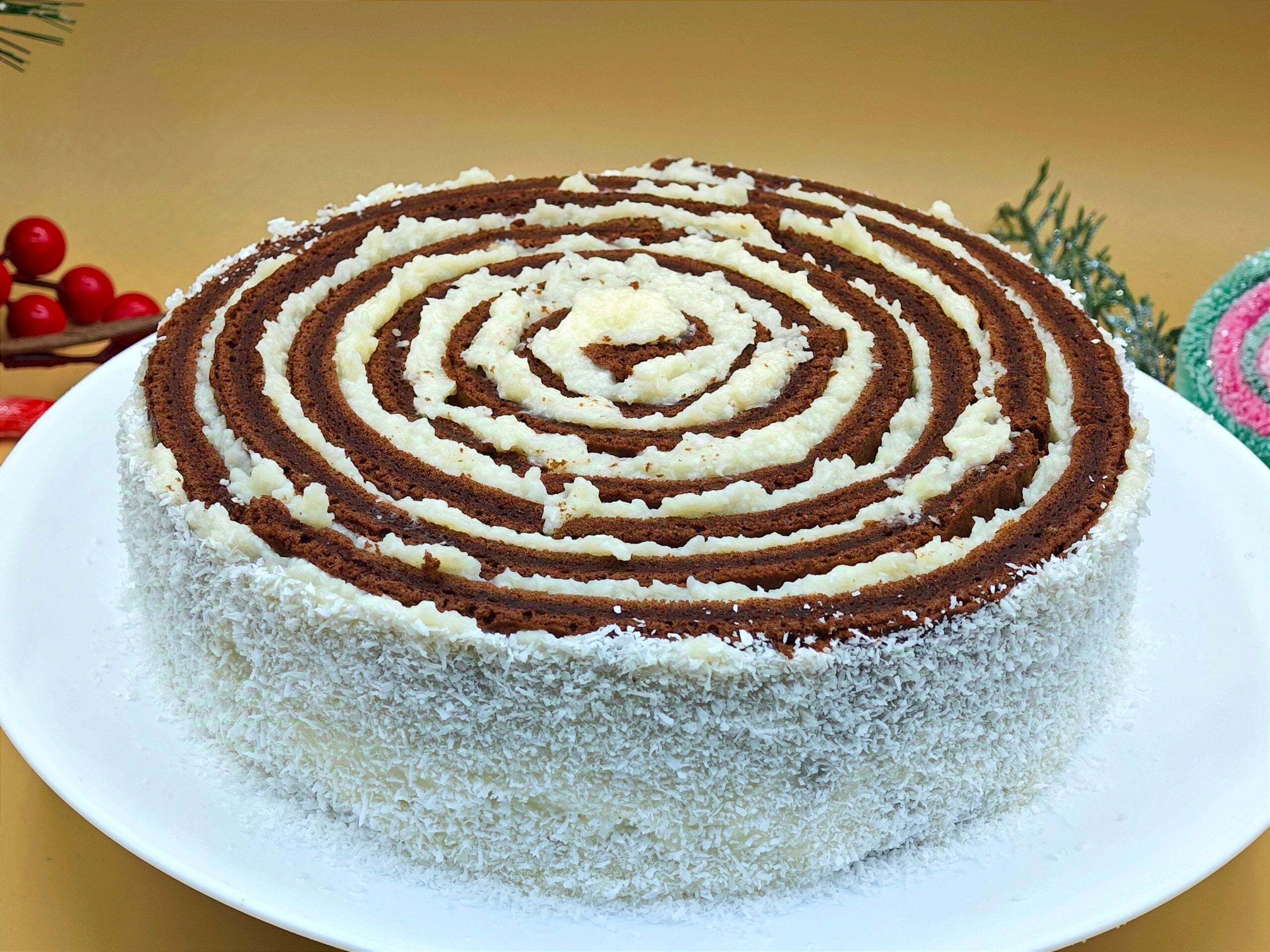 Roulé de Noël à la noix de coco