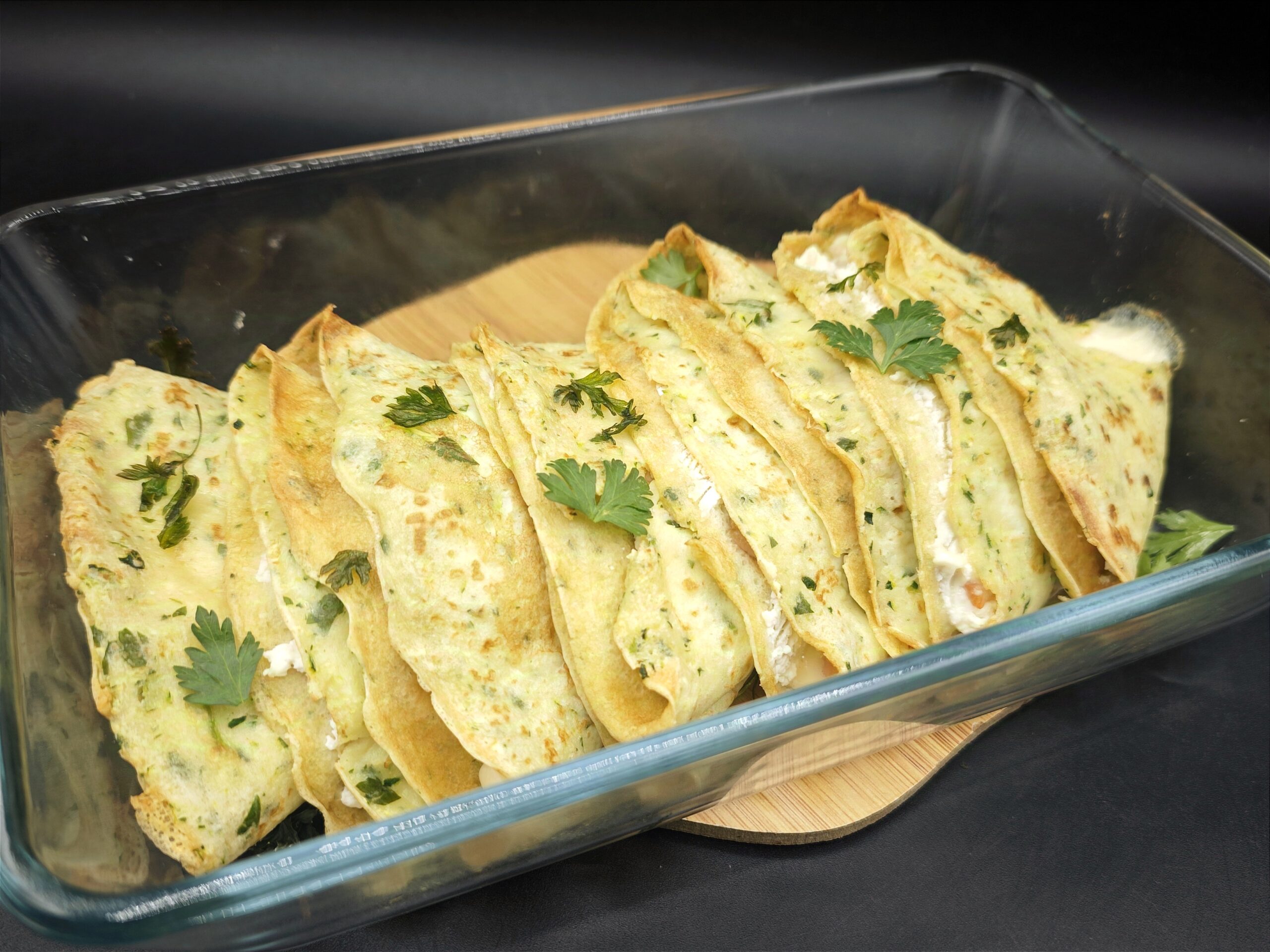 Crêpes de courgettes avec saumon et ricotta