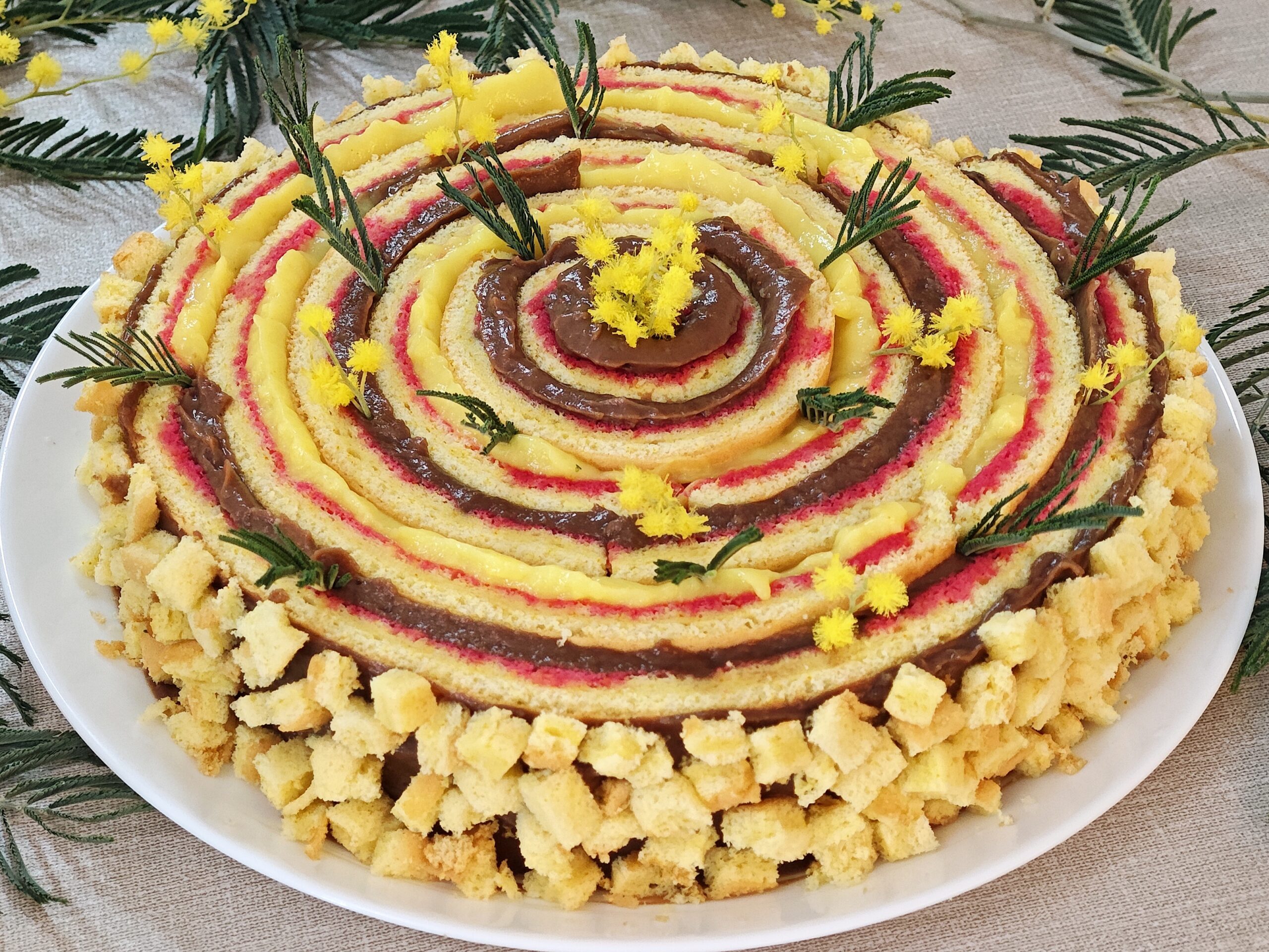 Roulade mimosa charlotte aux fruits